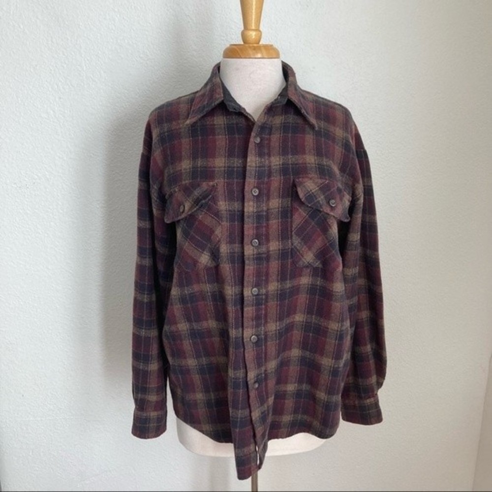 Van heusen plaid oversized shirt jacket shacket long sleeve button down thick